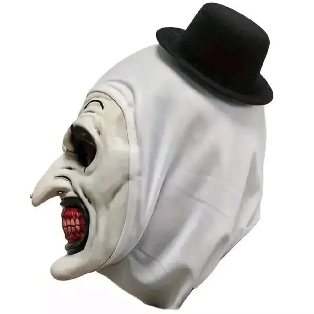 Black Hat Clown Mask Terrifier Costume Latex Art Mask Halloween Cosplay Prop NEW